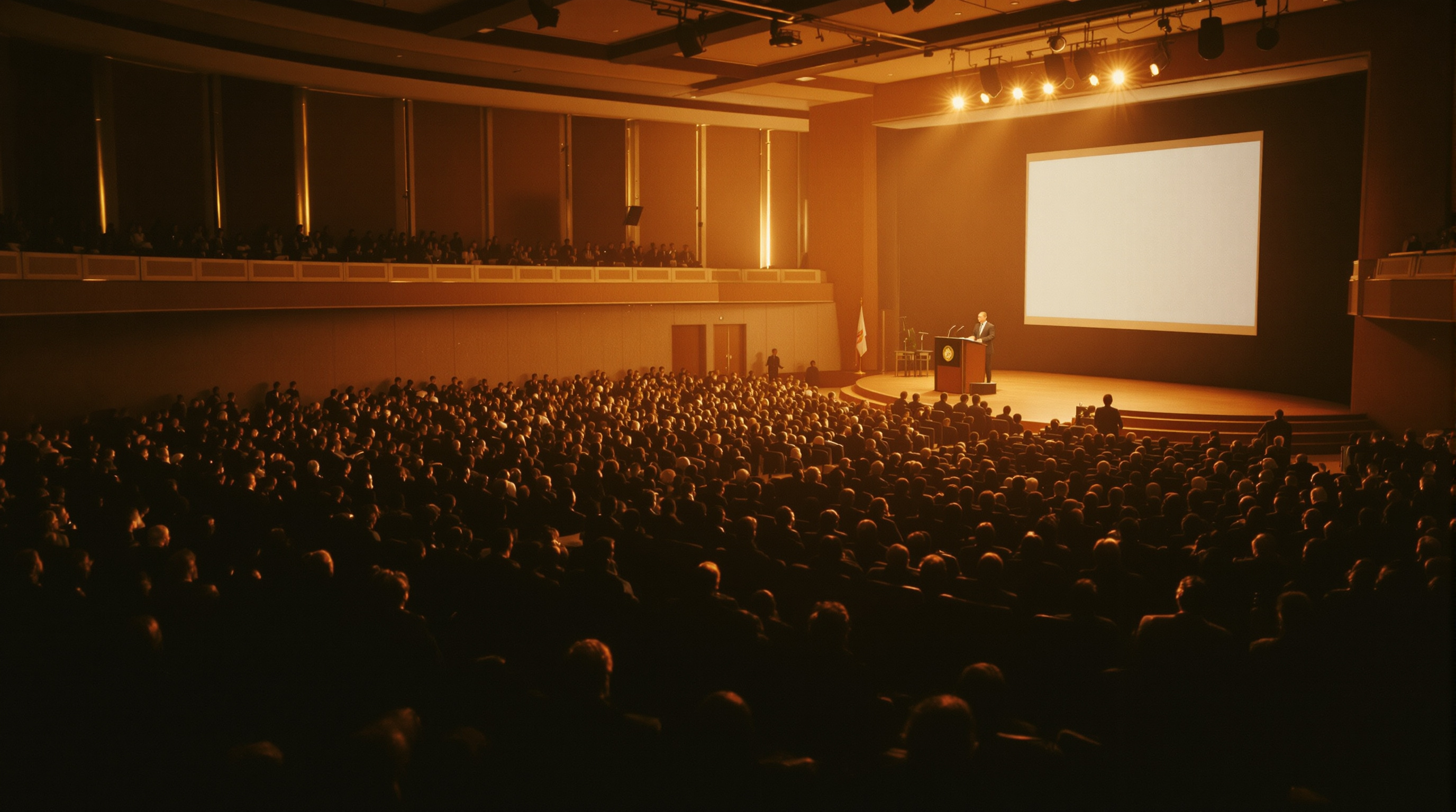 A large scientific congress auditorium evoking the founding meetings of Asian neuro-oncology